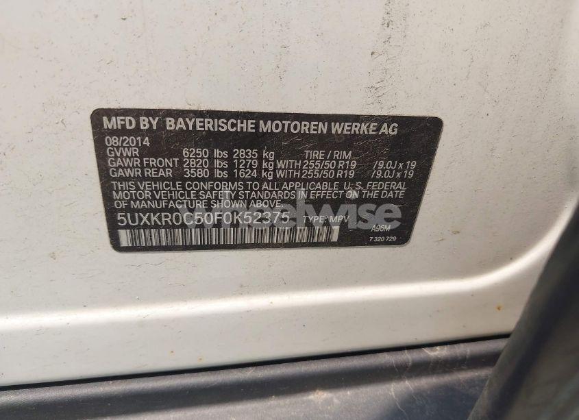 Photo 9 of 2015 Bmw X5 XDRIVE35I (VIN 5UXKR0C50F0K52375)