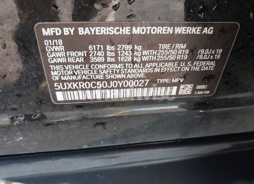 Photo 9 of 2018 Bmw X5 XDRIVE35I (VIN 5UXKR0C50J0Y00027)