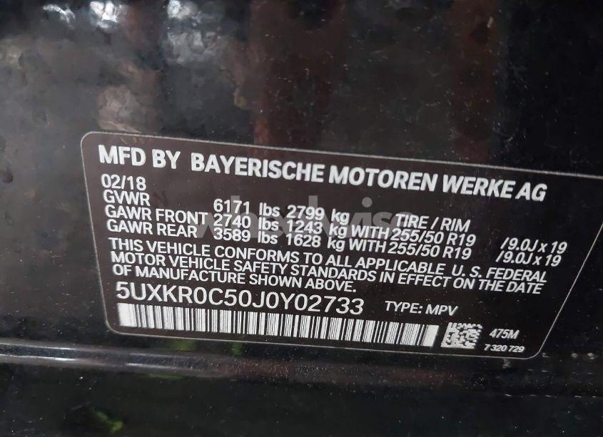 Photo 9 of 2018 Bmw X5 XDRIVE35I (VIN 5UXKR0C50J0Y02733)