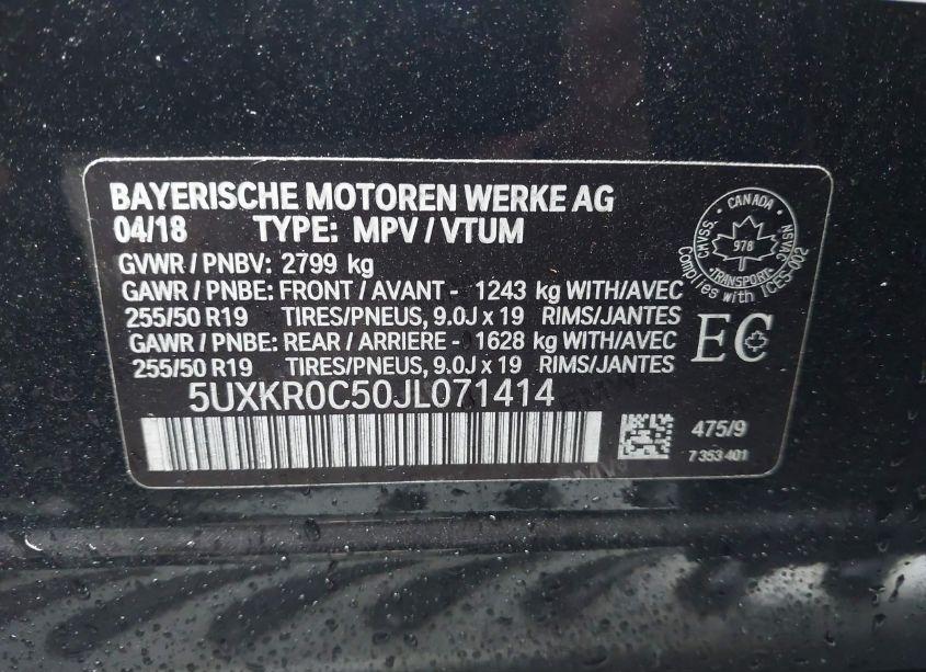 Photo 9 of 2018 Bmw X5 XDRIVE35I (VIN 5UXKR0C50JL071414)