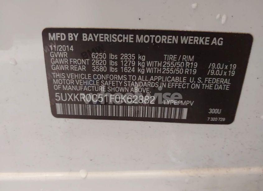 Photo 9 of 2015 Bmw X5 XDRIVE35I (VIN 5UXKR0C51F0K62882)