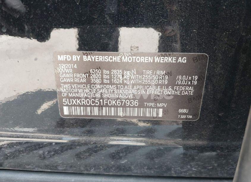 Photo 9 of 2015 Bmw X5 XDRIVE35I (VIN 5UXKR0C51F0K67936)