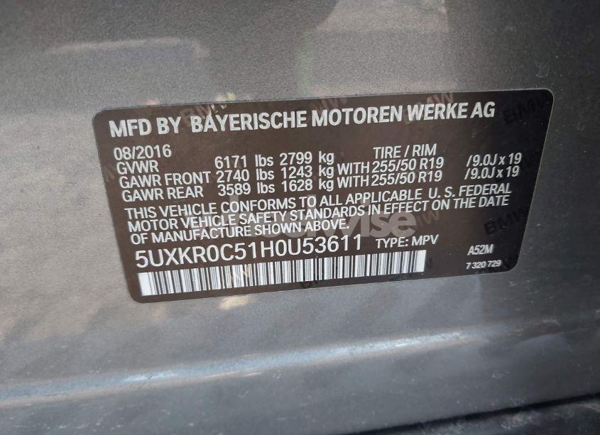 Photo 9 of 2017 Bmw X5 XDRIVE35I (VIN 5UXKR0C51H0U53611)