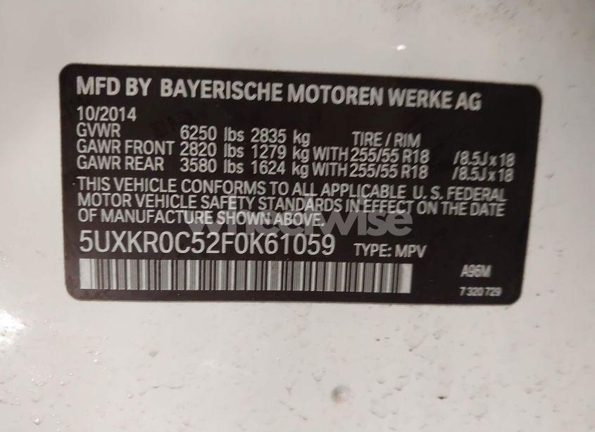 Photo 9 of 2015 Bmw X5 XDRIVE35I (VIN 5UXKR0C52F0K61059)