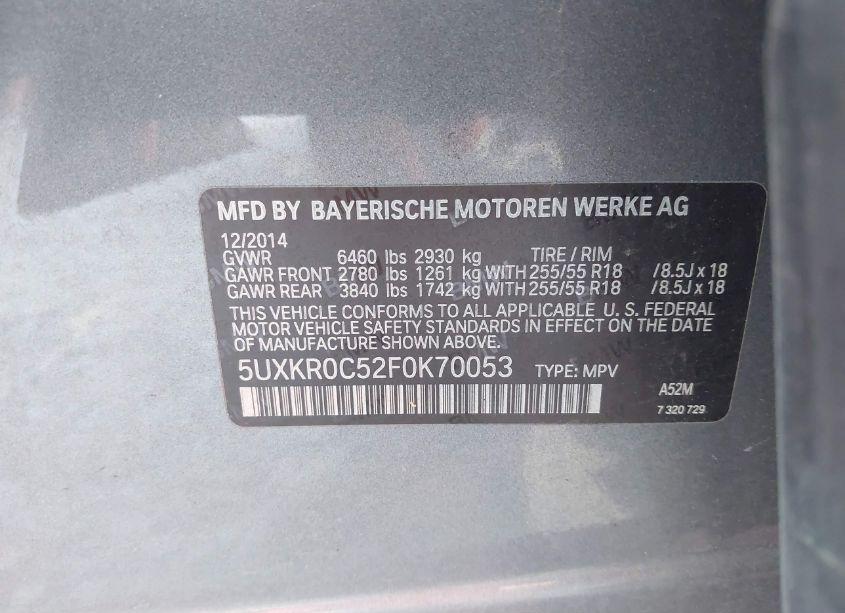 Photo 9 of 2015 Bmw X5 XDRIVE35I (VIN 5UXKR0C52F0K70053)