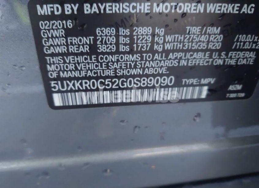 Photo 9 of 2016 Bmw X5 XDRIVE35I (VIN 5UXKR0C52G0S89090)