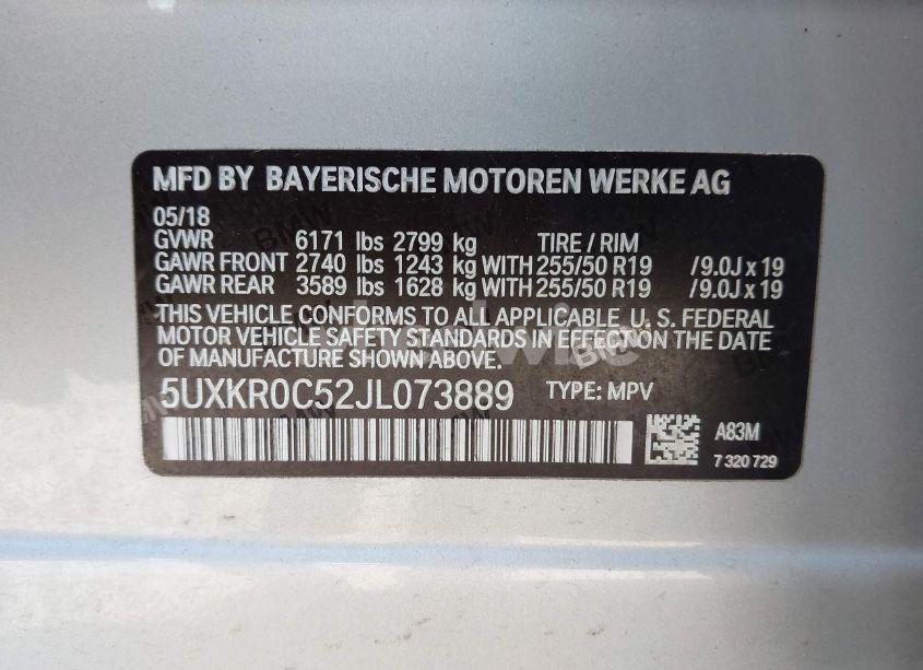 Photo 9 of 2018 Bmw X5 XDRIVE35I (VIN 5UXKR0C52JL073889)