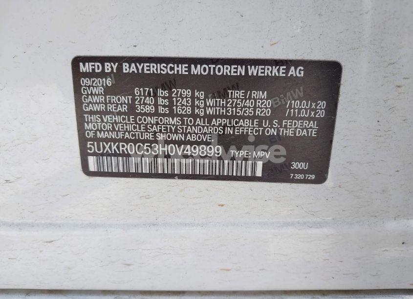 Photo 9 of 2017 Bmw X5 XDRIVE35I (VIN 5UXKR0C53H0V49899)