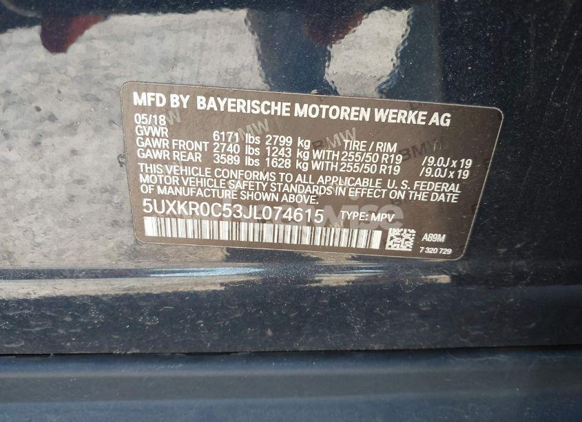 Photo 9 of 2018 Bmw X5 XDRIVE35I (VIN 5UXKR0C53JL074615)