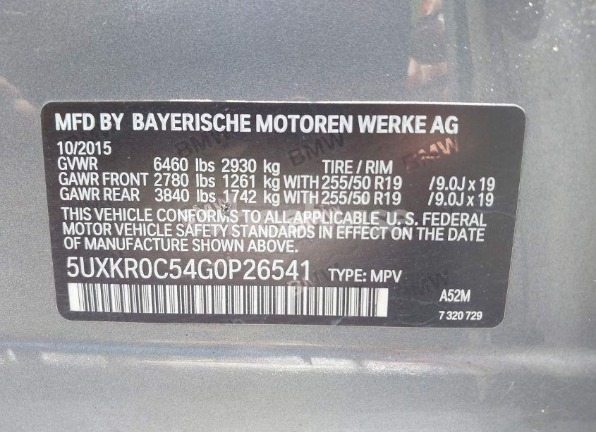 Photo 9 of 2016 Bmw X5 XDRIVE35I (VIN 5UXKR0C54G0P26541)