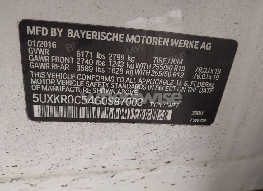 Photo 9 of 2016 Bmw X5 XDRIVE35I (VIN 5UXKR0C54G0S87003)