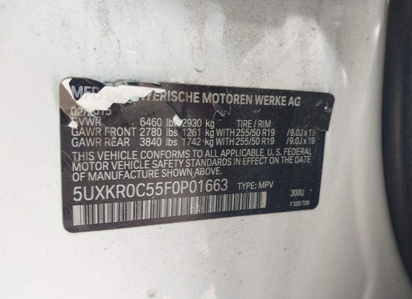 Photo 9 of 2015 Bmw X5 XDRIVE35I (VIN 5UXKR0C55F0P01663)