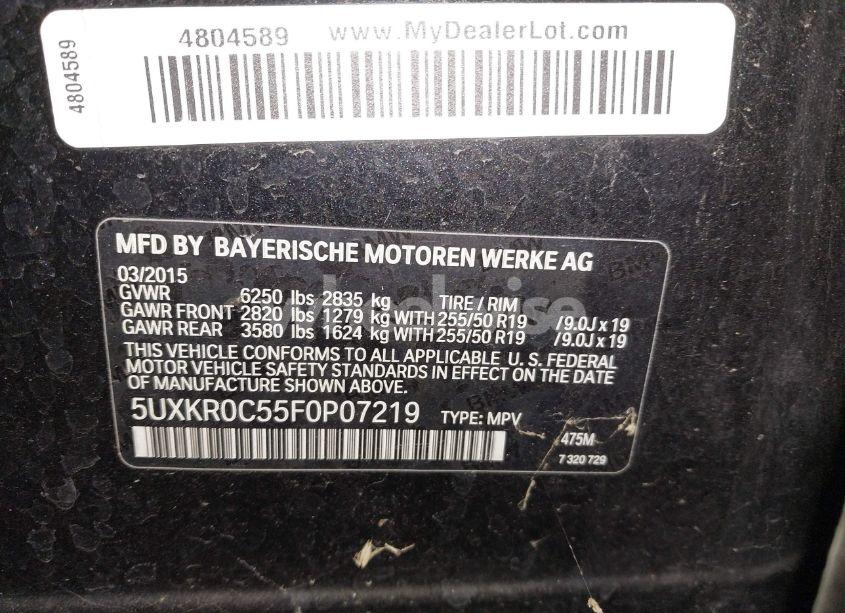 Photo 9 of 2015 Bmw X5 XDRIVE35I (VIN 5UXKR0C55F0P07219)