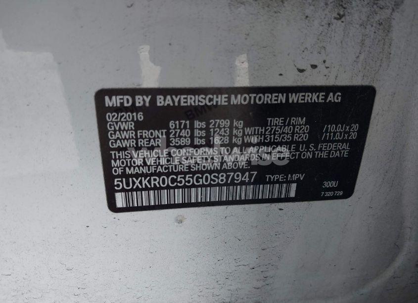 Photo 9 of 2016 Bmw X5 XDRIVE35I (VIN 5UXKR0C55G0S87947)