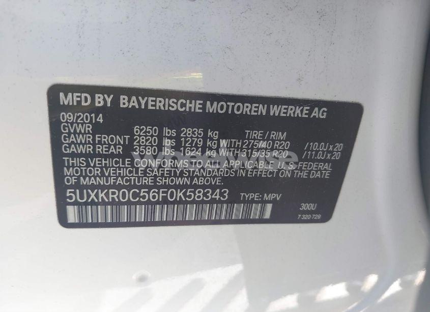 Photo 9 of 2015 Bmw X5 XDRIVE35I (VIN 5UXKR0C56F0K58343)