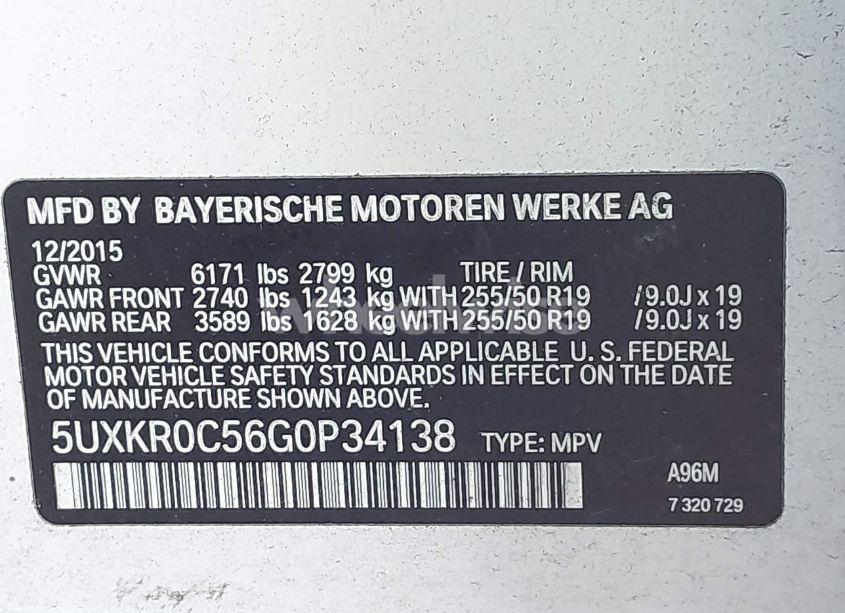 Photo 9 of 2016 Bmw X5 XDRIVE35I (VIN 5UXKR0C56G0P34138)