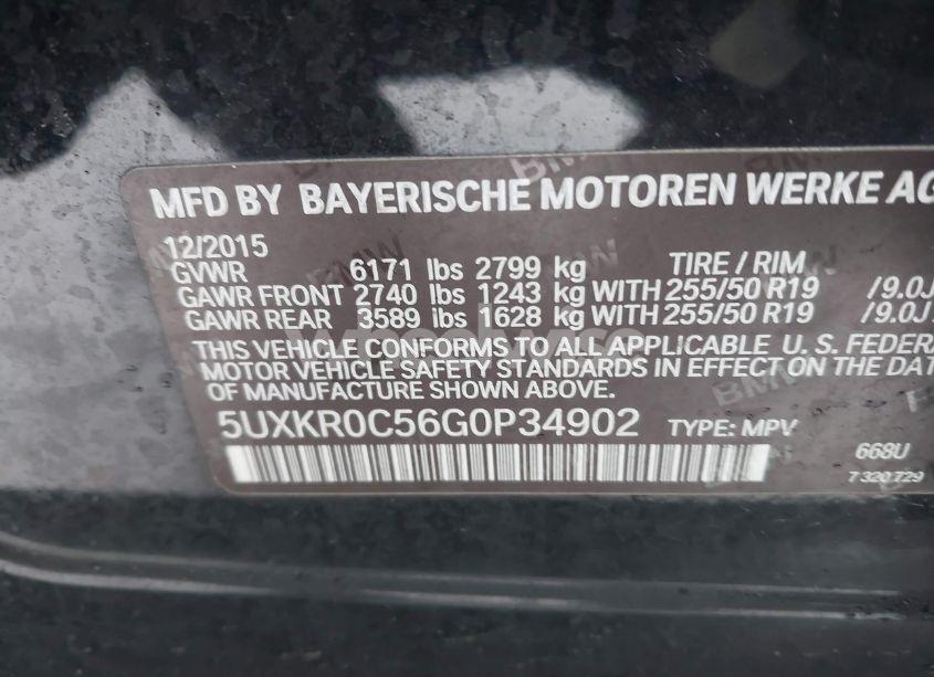 Photo 9 of 2016 Bmw X5 XDRIVE35I (VIN 5UXKR0C56G0P34902)