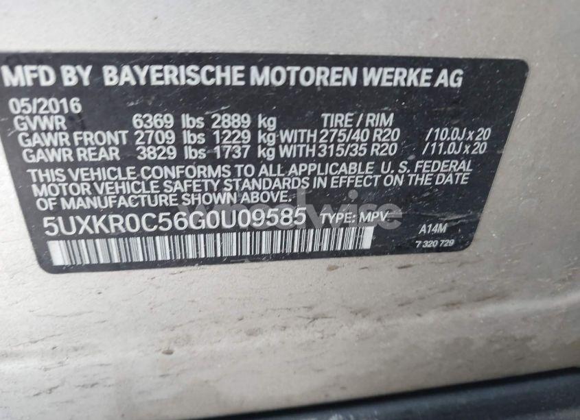 Photo 9 of 2016 Bmw X5 XDRIVE35I (VIN 5UXKR0C56G0U09585)