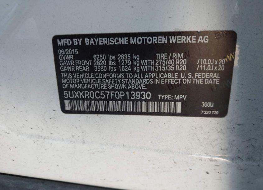 Photo 9 of 2015 Bmw X5 XDRIVE35I (VIN 5UXKR0C57F0P13930)