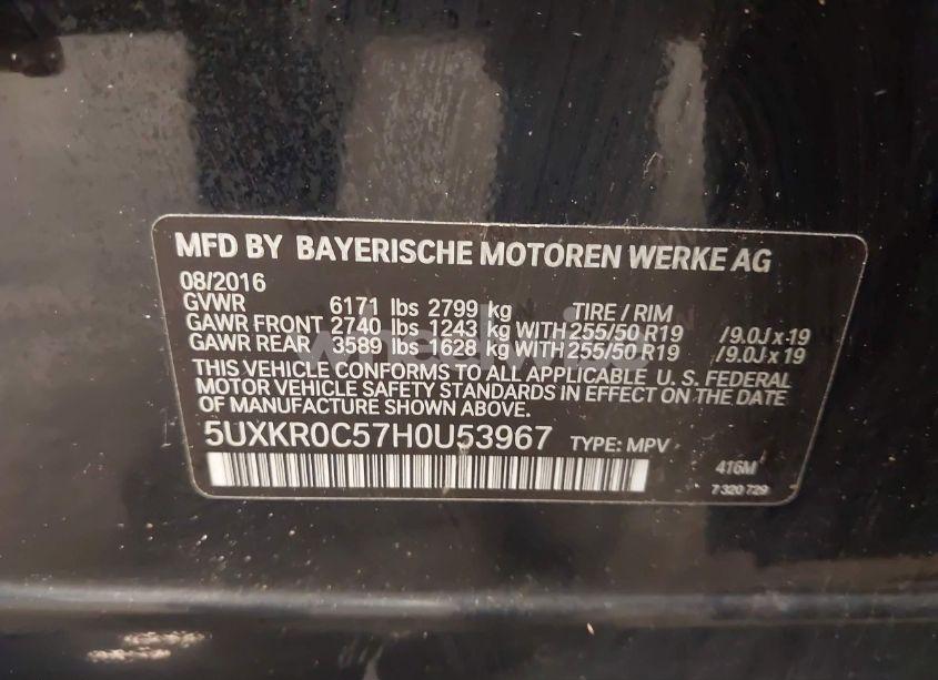 Photo 9 of 2017 Bmw X5 XDRIVE35I (VIN 5UXKR0C57H0U53967)