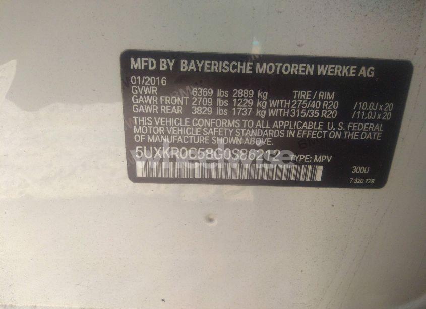 Photo 9 of 2016 Bmw X5 XDRIVE35I (VIN 5UXKR0C58G0S86212)