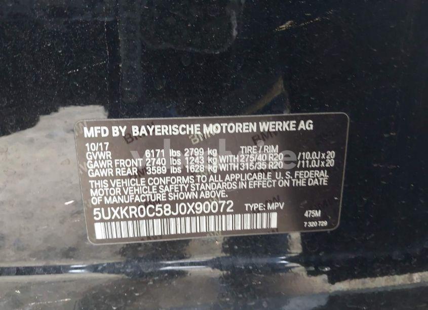 Photo 9 of 2018 Bmw X5 XDRIVE35I (VIN 5UXKR0C58J0X90072)