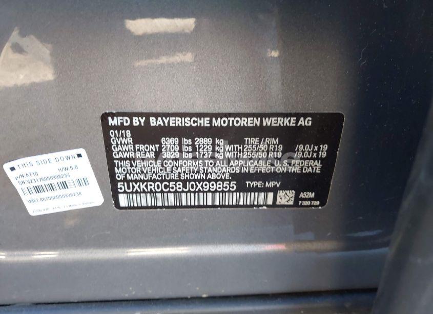 Photo 9 of 2018 Bmw X5 XDRIVE35I (VIN 5UXKR0C58J0X99855)