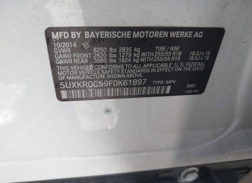 Photo 9 of 2015 Bmw X5 XDRIVE35I (VIN 5UXKR0C59F0K61897)