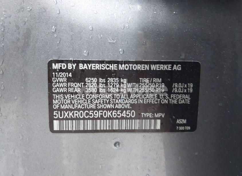 Photo 9 of 2015 Bmw X5 XDRIVE35I (VIN 5UXKR0C59F0K65450)