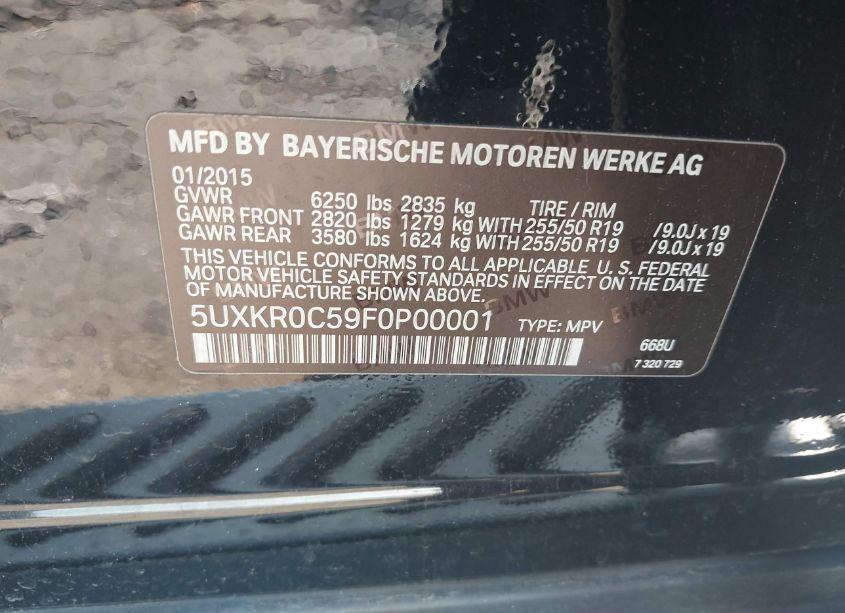 Photo 9 of 2015 Bmw X5 XDRIVE35I (VIN 5UXKR0C59F0P00001)