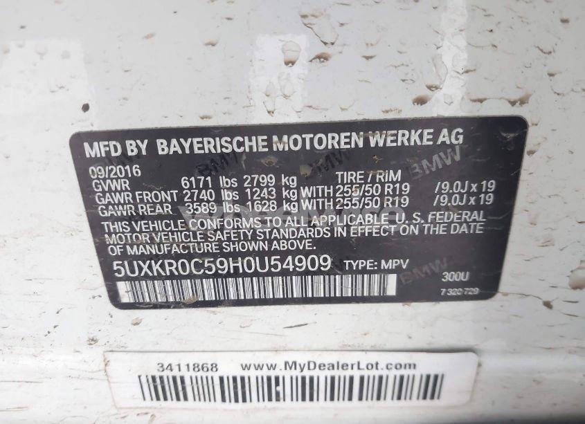 Photo 9 of 2017 Bmw X5 XDRIVE35I (VIN 5UXKR0C59H0U54909)