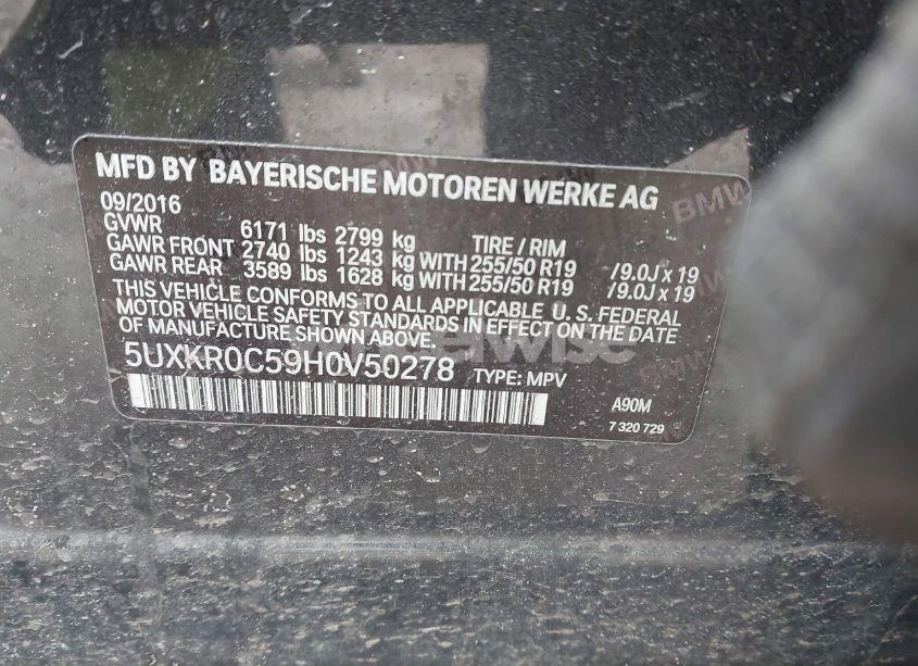 Photo 9 of 2017 Bmw X5 XDRIVE35I (VIN 5UXKR0C59H0V50278)