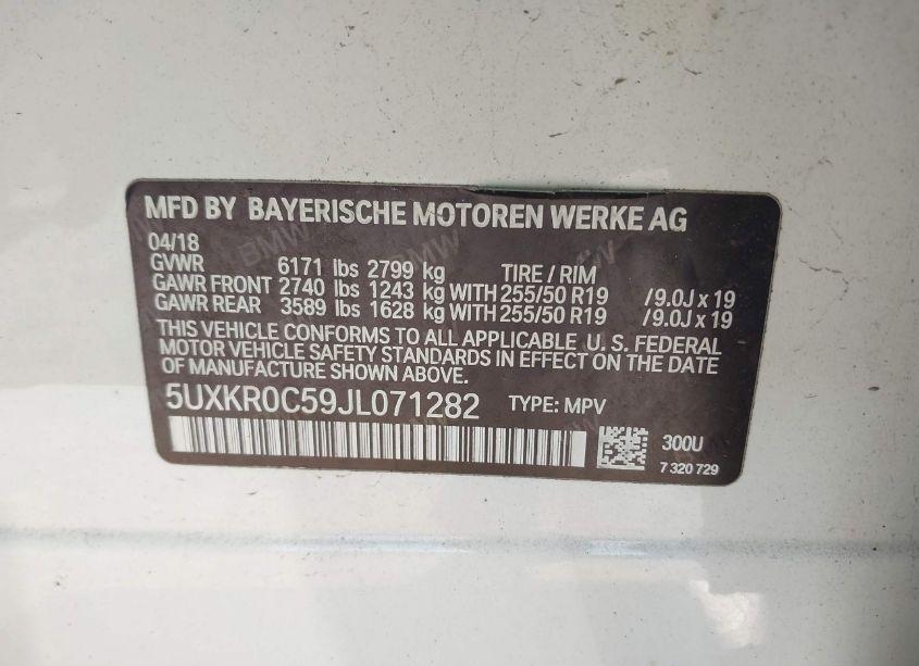 Photo 9 of 2018 Bmw X5 XDRIVE35I (VIN 5UXKR0C59JL071282)