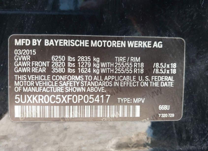 Photo 9 of 2015 Bmw X5 XDRIVE35I (VIN 5UXKR0C5XF0P05417)