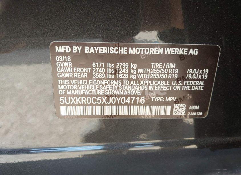 Photo 9 of 2018 Bmw X5 XDRIVE35I (VIN 5UXKR0C5XJ0Y04716)