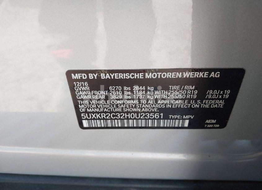 Photo 9 of 2017 Bmw X5 SDRIVE35I (VIN 5UXKR2C32H0U23561)