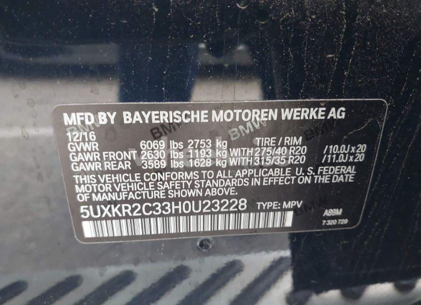 Photo 9 of 2017 Bmw X5 SDRIVE35I (VIN 5UXKR2C33H0U23228)