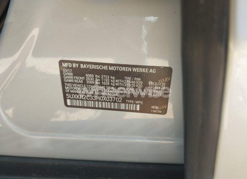 Photo 9 of 2017 Bmw X5 SDRIVE35I (VIN 5UXKR2C33H0X03702)