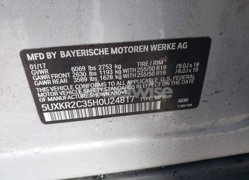 Photo 9 of 2017 Bmw X5 SDRIVE35I (VIN 5UXKR2C35H0U24817)