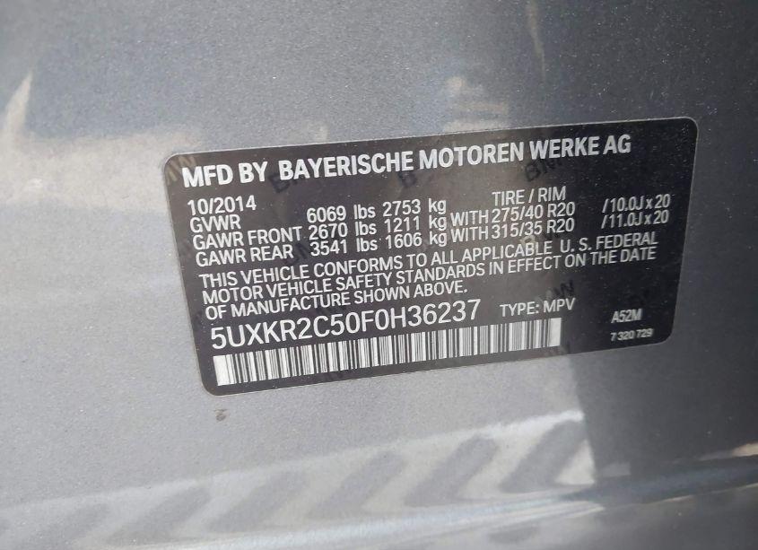 Photo 9 of 2015 Bmw X5 SDRIVE35I (VIN 5UXKR2C50F0H36237)