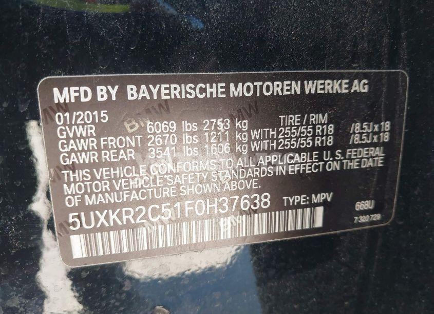 Photo 9 of 2015 Bmw X5 SDRIVE35I (VIN 5UXKR2C51F0H37638)