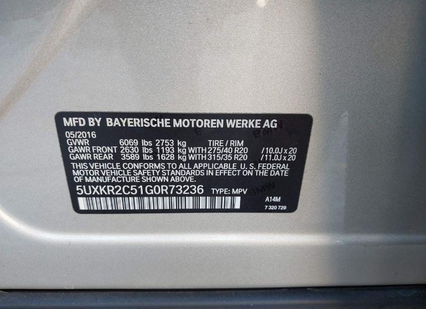 Photo 9 of 2016 Bmw X5 SDRIVE35I (VIN 5UXKR2C51G0R73236)