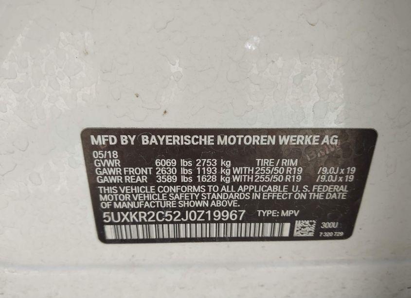 Photo 9 of 2018 Bmw X5 SDRIVE35I (VIN 5UXKR2C52J0Z19967)