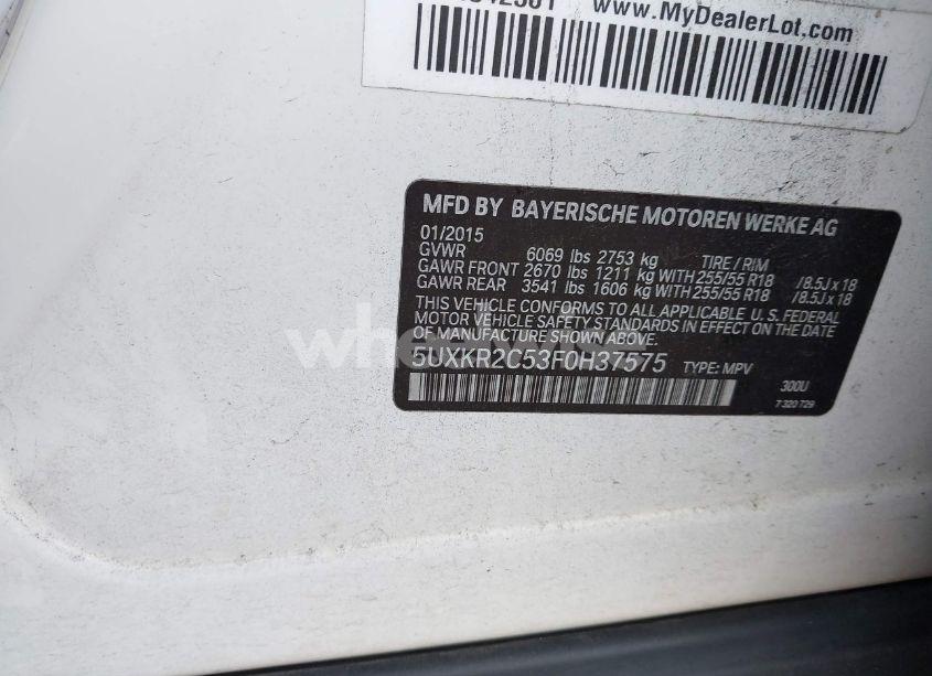 Photo 9 of 2015 Bmw X5 SDRIVE35I (VIN 5UXKR2C53F0H37575)