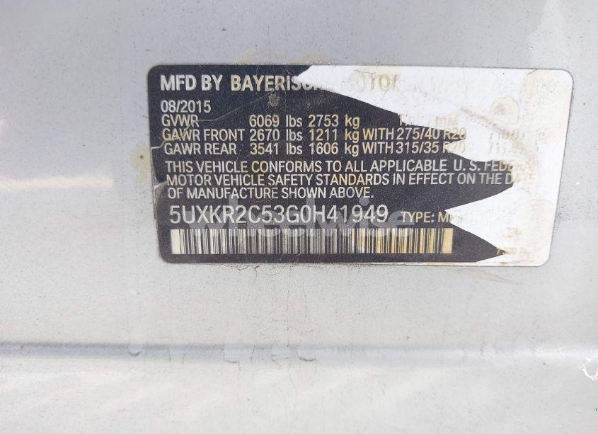 Photo 9 of 2016 Bmw X5 SDRIVE35I (VIN 5UXKR2C53G0H41949)