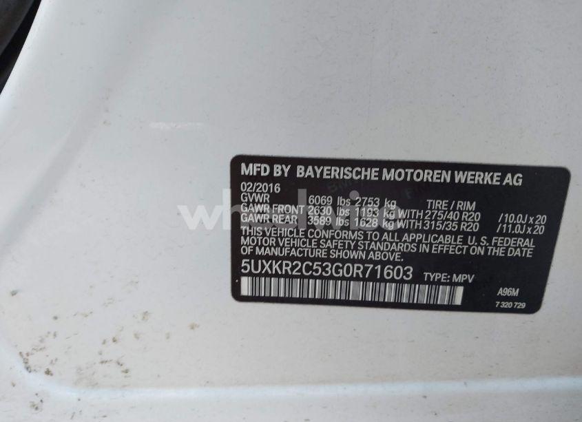 Photo 9 of 2016 Bmw X5 (VIN 5UXKR2C53G0R71603)