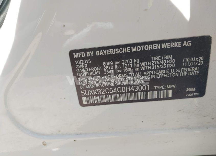 Photo 9 of 2016 Bmw X5 SDRIVE35I (VIN 5UXKR2C54G0H43001)