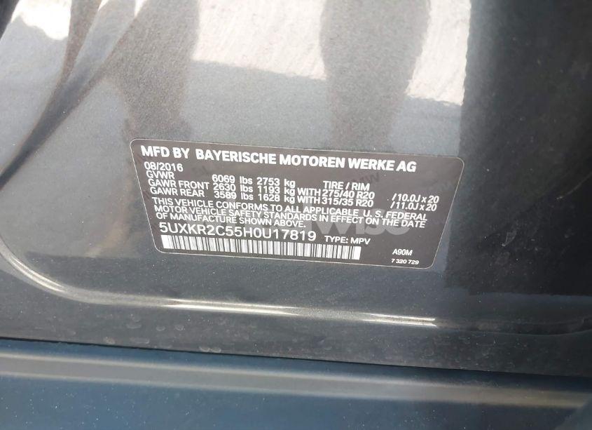 Photo 9 of 2017 Bmw X5 SDRIVE35I (VIN 5UXKR2C55H0U17819)