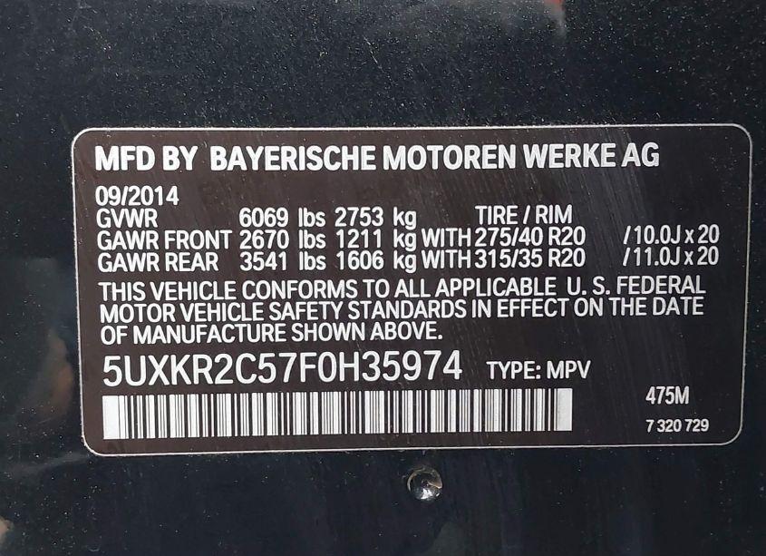 Photo 9 of 2015 Bmw X5 SDRIVE35I (VIN 5UXKR2C57F0H35974)