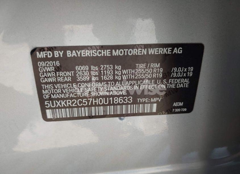 Photo 9 of 2017 Bmw X5 SDRIVE35I (VIN 5UXKR2C57H0U18633)